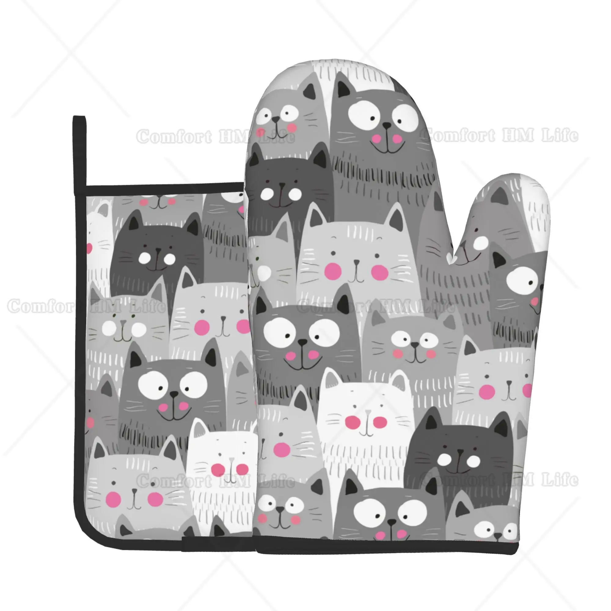Cute Cats Oven Mitts and Pot H - Kitchen Baking Counter recension och pris