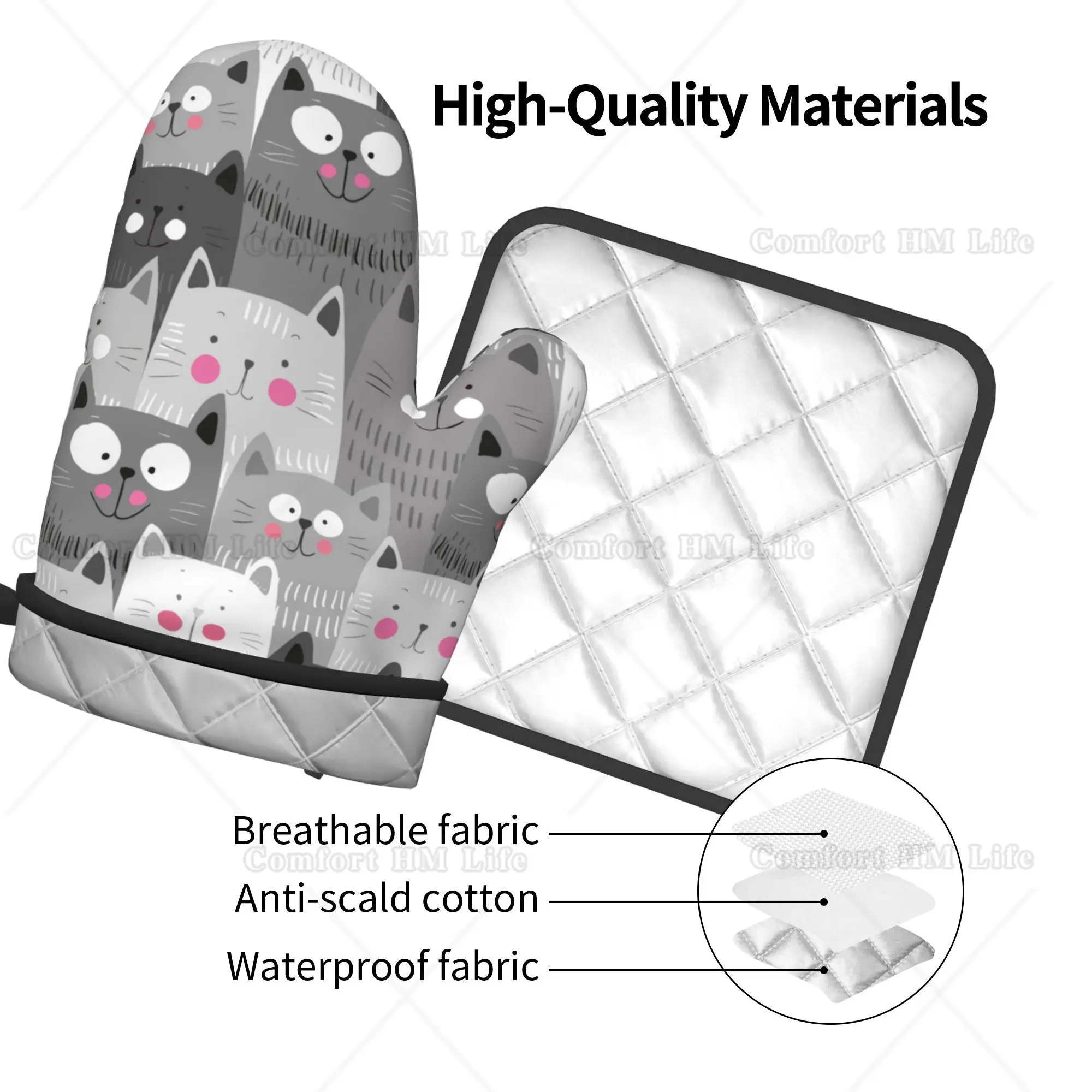 Cute Cats Oven Mitts and Pot H - Kitchen Baking Counter recension och pris