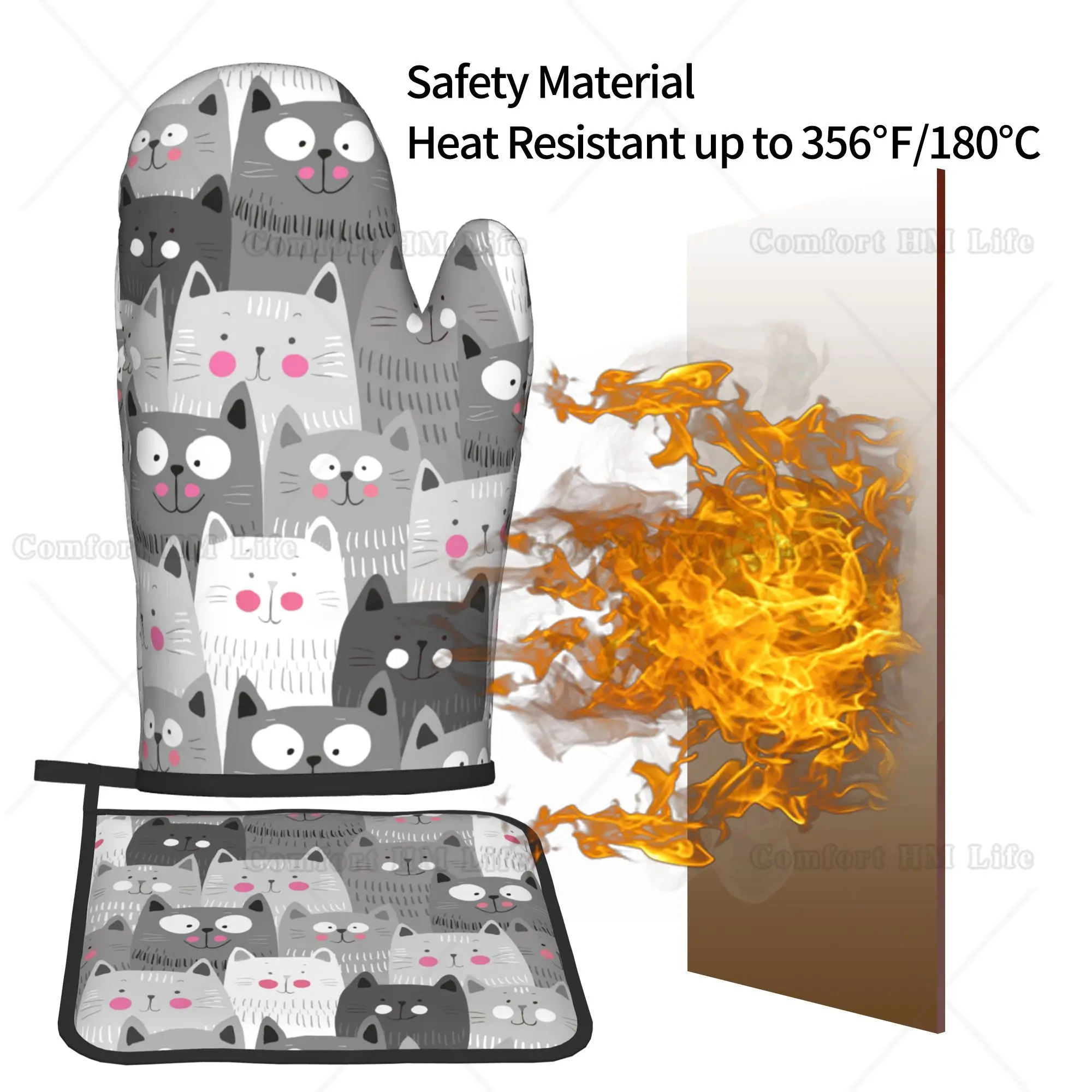 Cute Cats Oven Mitts and Pot H - Kitchen Baking Counter recension och pris
