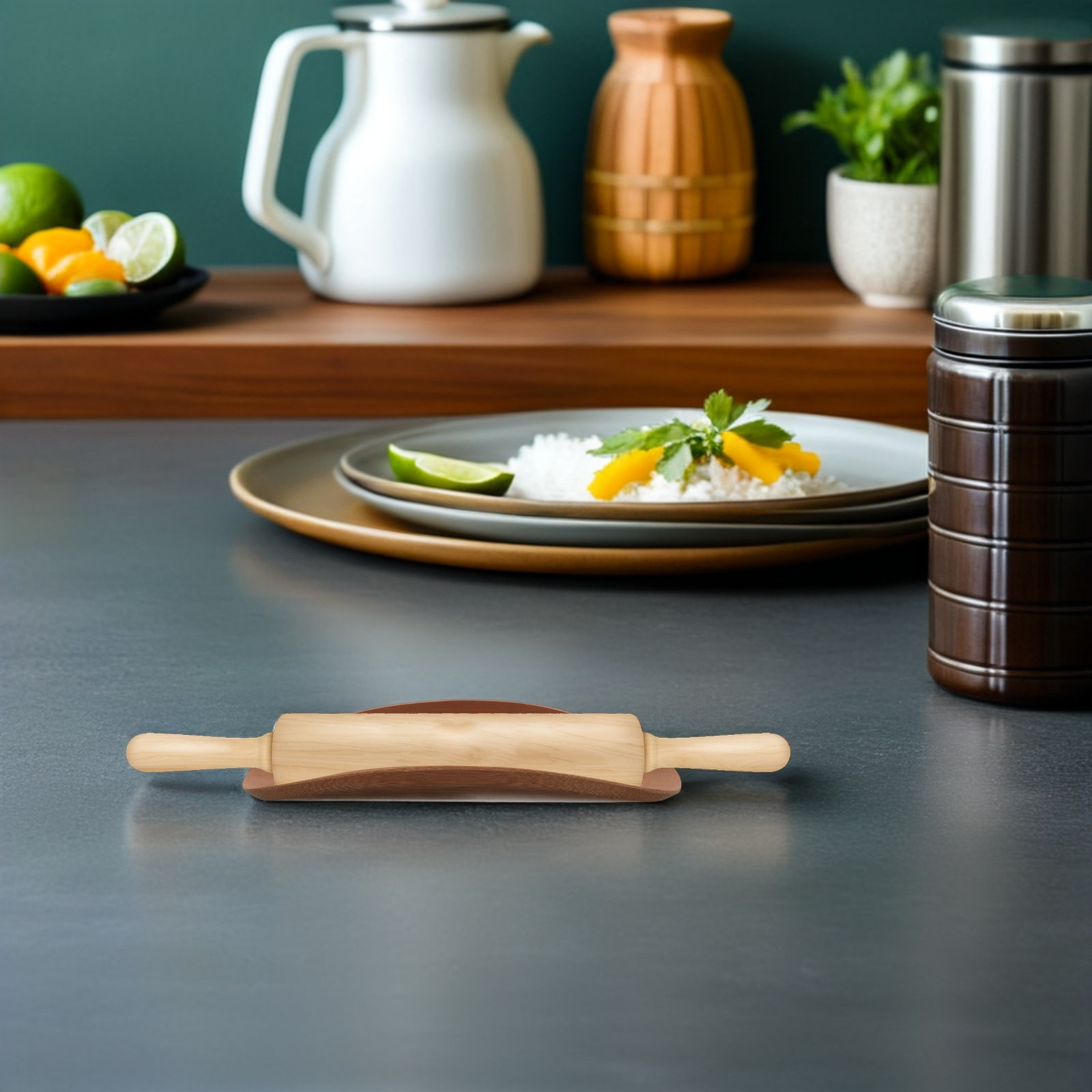 Solid Wood Rolling Pin Holder  - Kitchen Baking Counter recension och pris