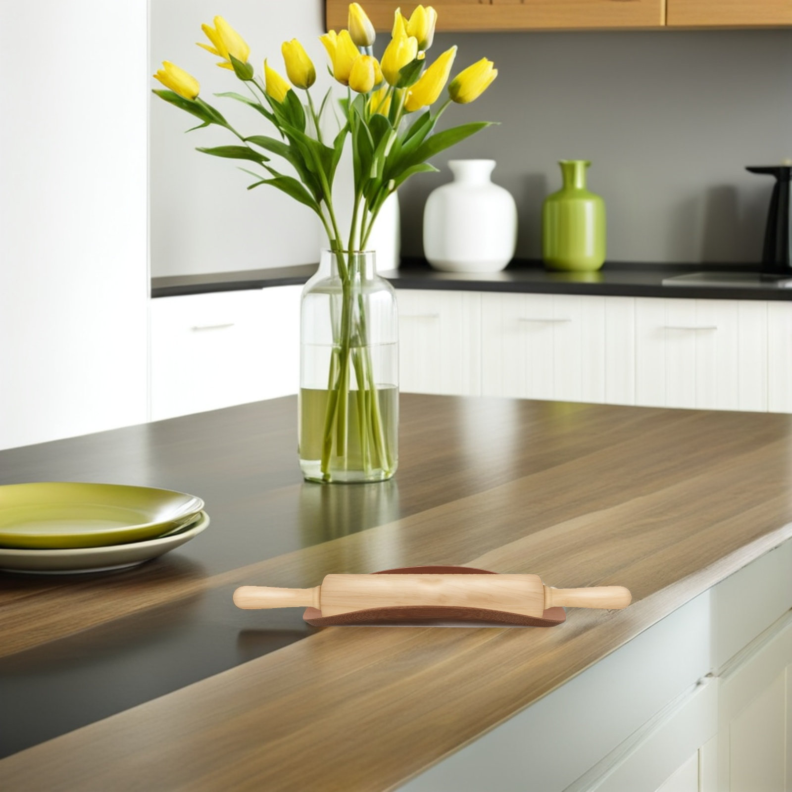 Solid Wood Rolling Pin Holder  - Kitchen Baking Counter recension och pris