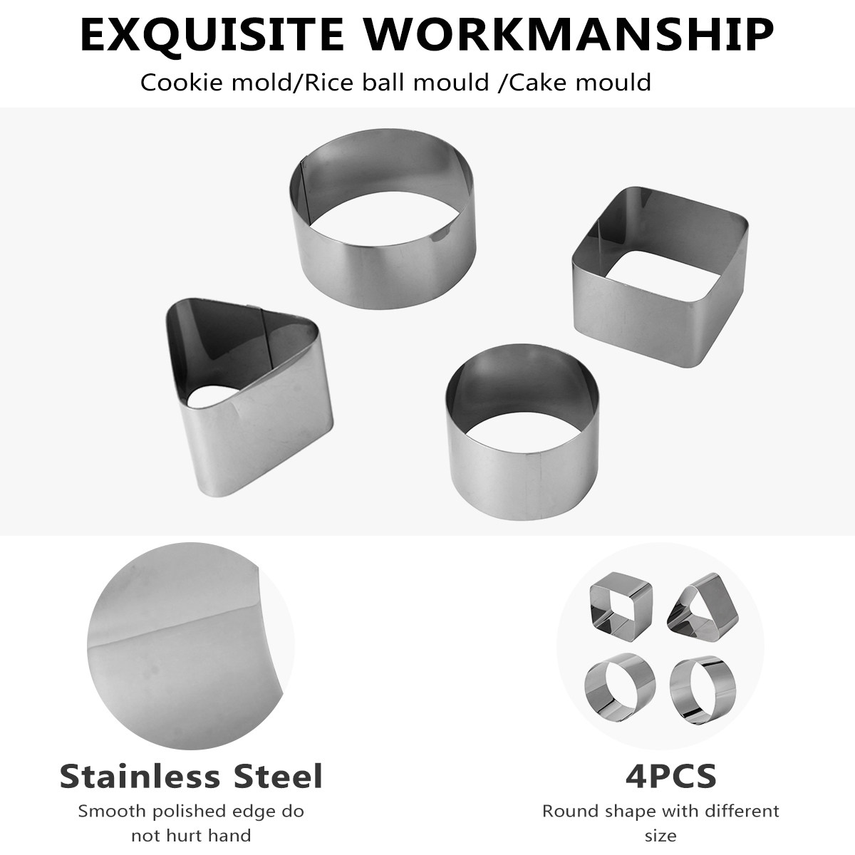 4Pcs Eco-Friendly Stainless St - Kitchen Baking Cake recension och pris