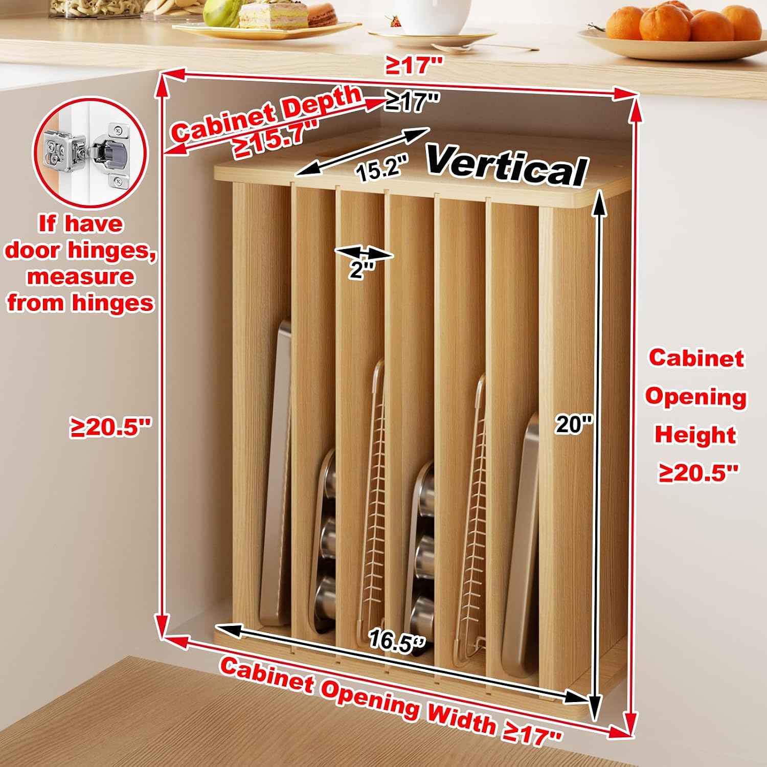 Wooden Bakeware Tray Divider O - Kitchen Cabinet Baking Organizer recension och pris