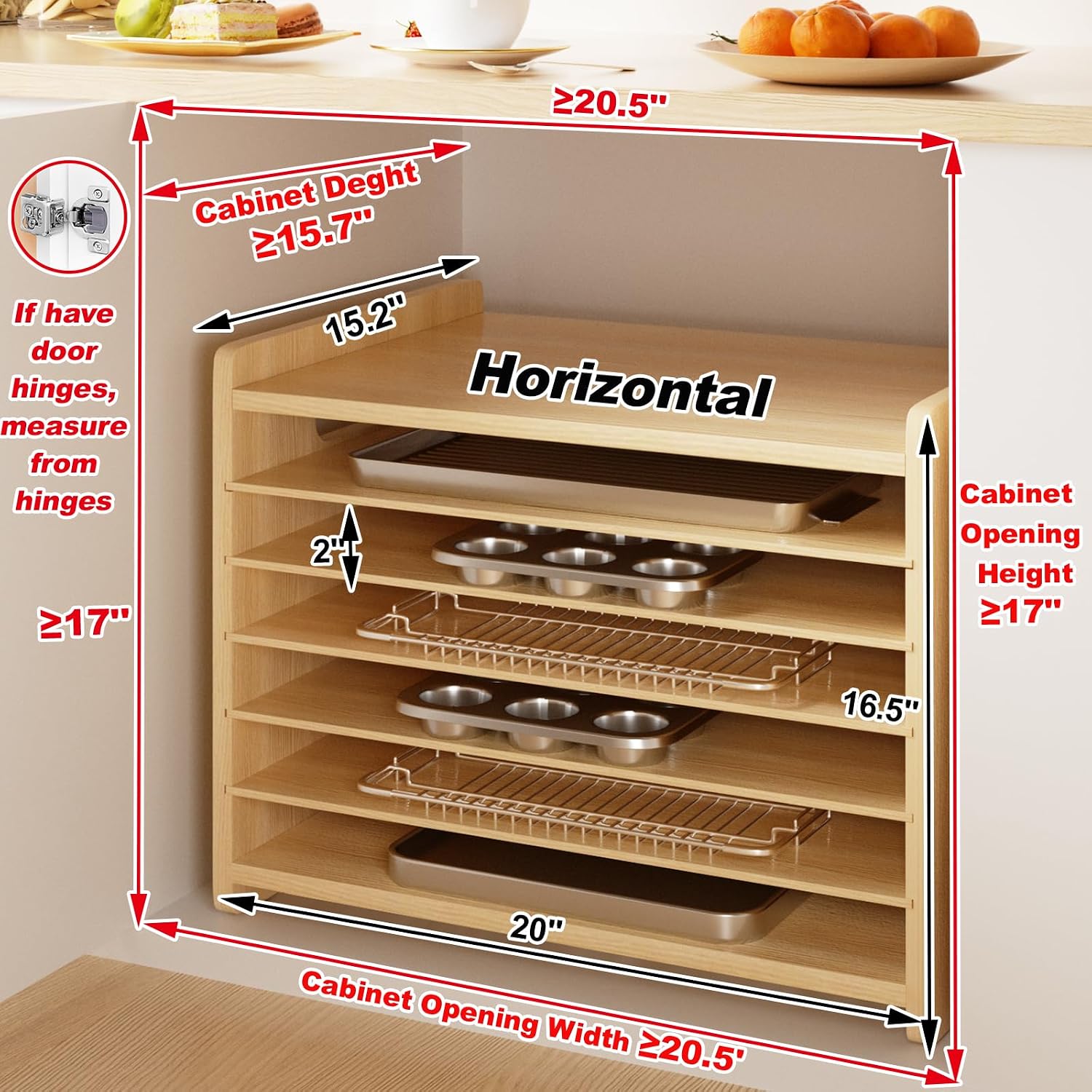 Wooden Bakeware Tray Divider O - Kitchen Cabinet Baking Organizer recension och pris