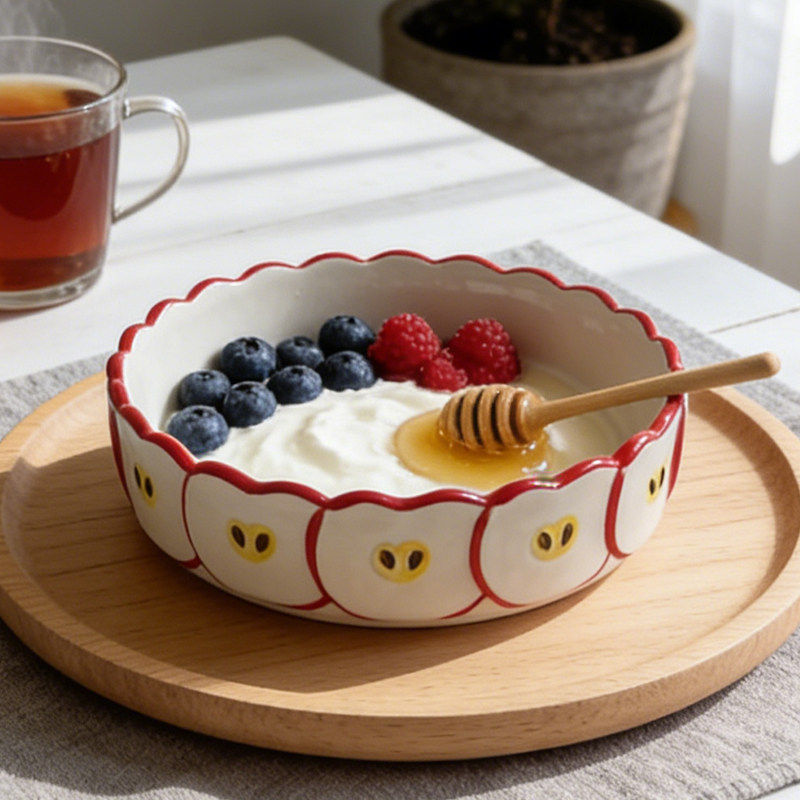 Cute apple shaped ceramic plat - Kitchen Baking Table recension och pris