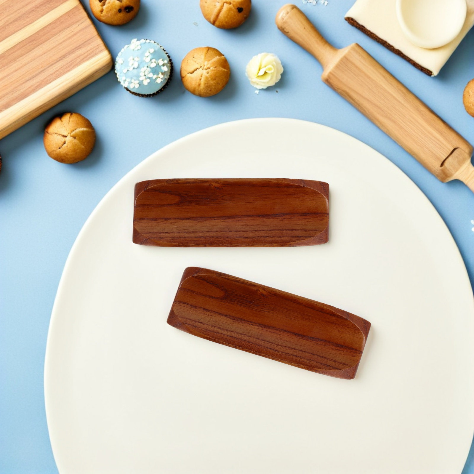 2Pcs Wooden Rolling Pin Holder - Kitchen Baking Station recension och pris