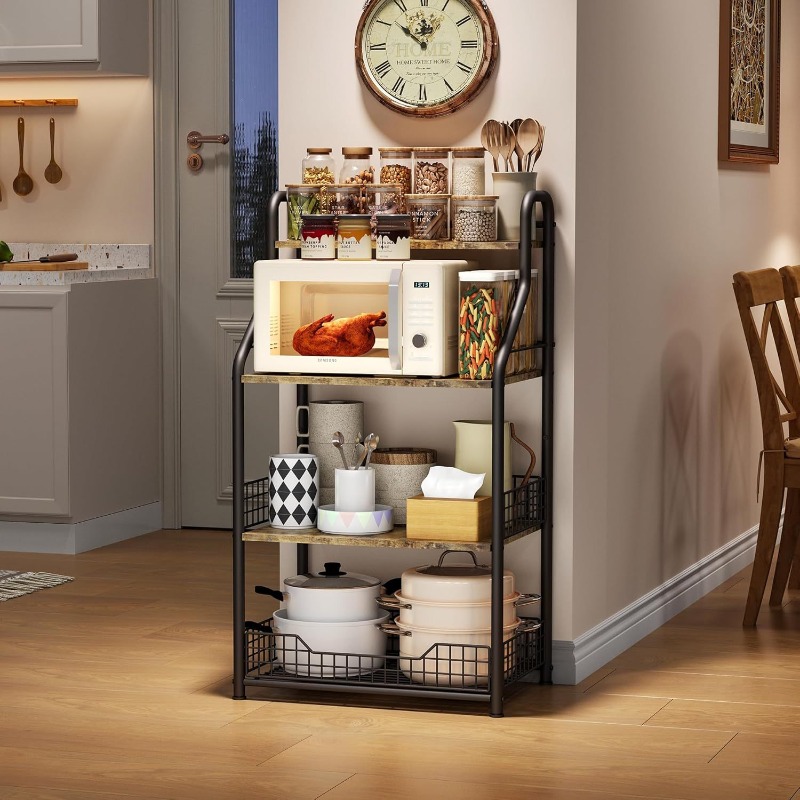 Four-layer iron wood storage r - Kitchen Baking Table recension och pris