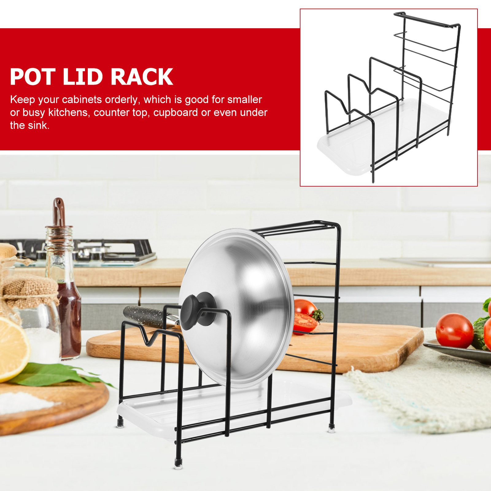Lid Organizer for Pot Lids Cut - Kitchen Cabinet Baking Organizer recension och pris